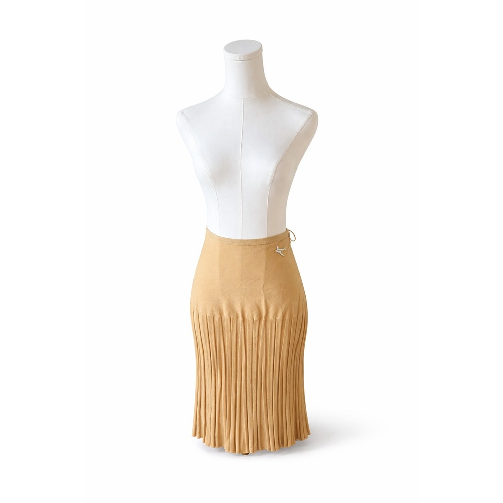 CHANEL 2008 Cruise Runway Butter Yellow Pleated Skirt NWT Airplane Pin FR42 - Picture 4 of 10